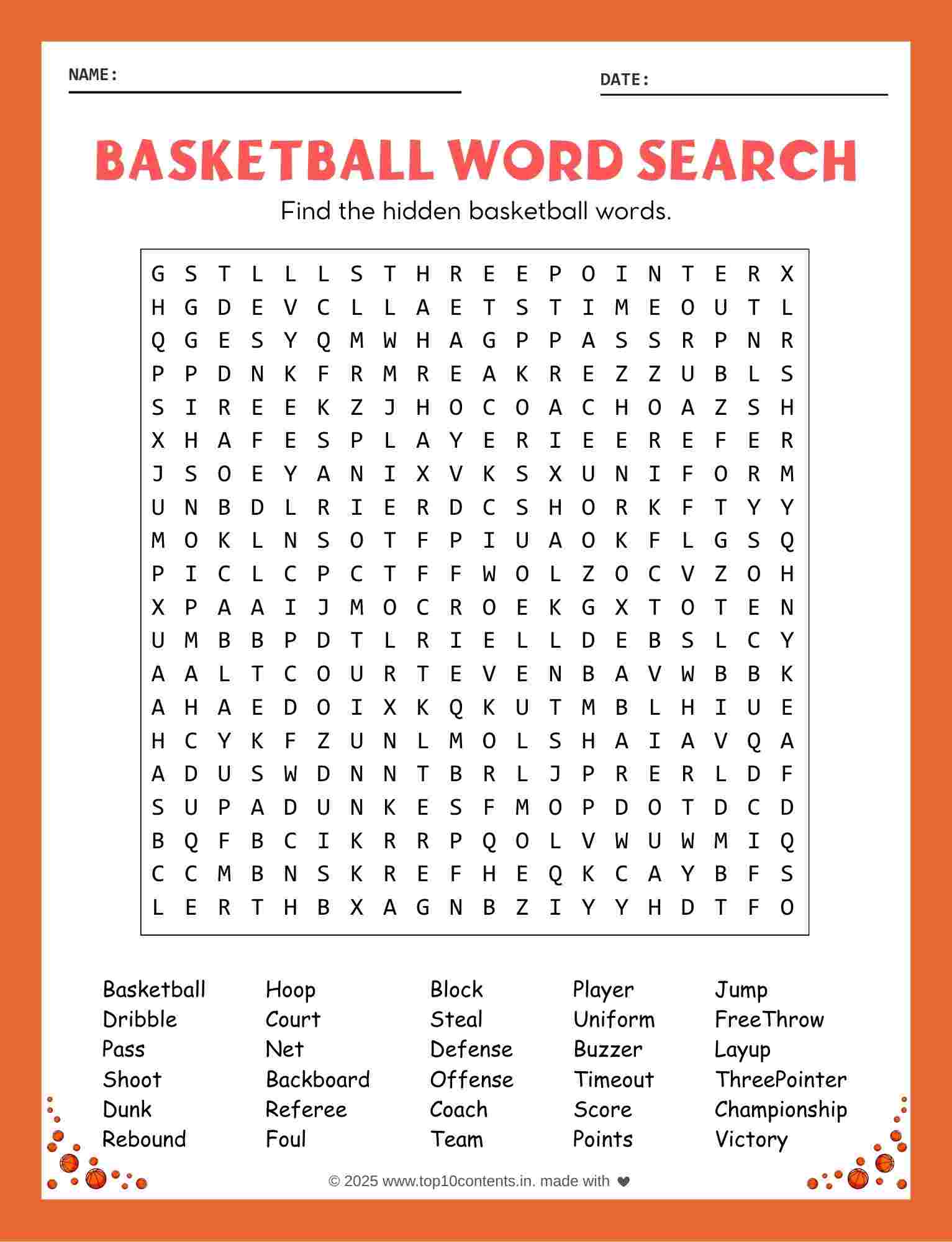 basketball word search printable for adults